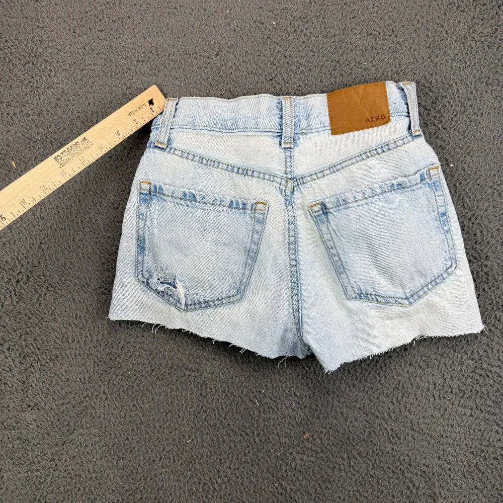Aeropostale High Rise Baggy Distressed Denim Jean Shorts Light Size 000 Short